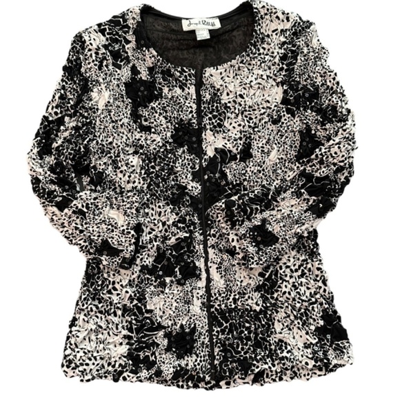 Joseph Ribkoff Textured Stretchy Sequin Embellished Zip Front Jacket Womens 8 - Picture 16 of 16